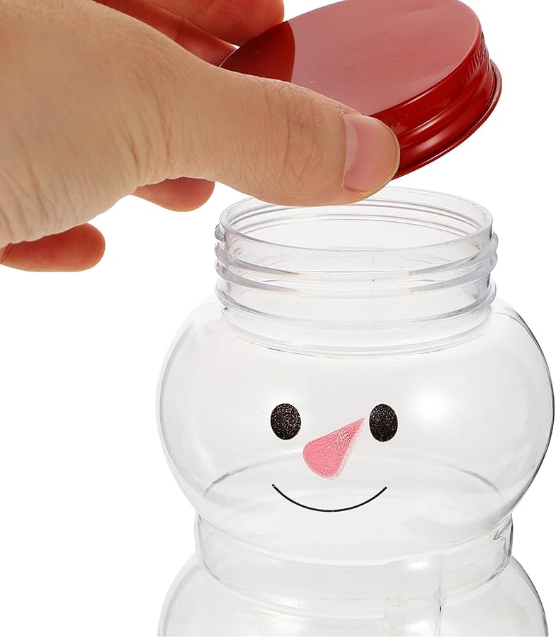 Snowman Shaped Plastic Candy Jars With Lids 10 Sets Christmas Party Food Storage Container - Image 3